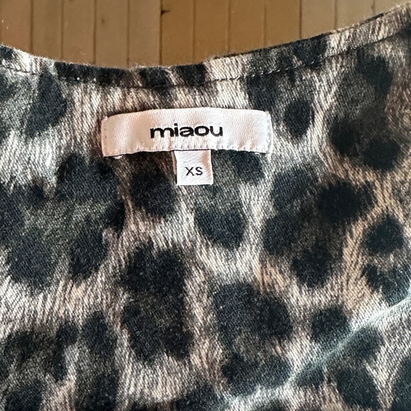 Miaou Dree Leopard Print Corset Bustier Denim Mini Dress XS - Picture 11 of 11